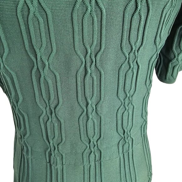 Catherine Malandrino Green Raised Graphic Knit Style Dress Sz L - Picture 7 of 10